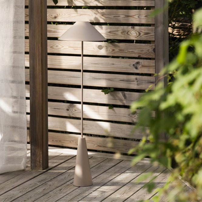 Beżowa lampa stojąca akumulatorowa Cannes IP54